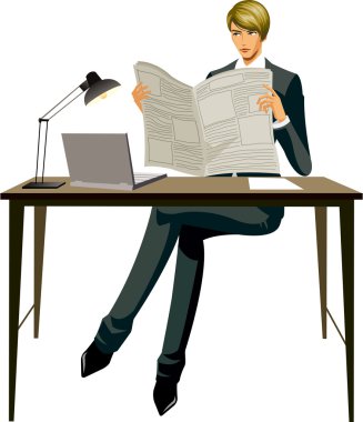 genç adam bir gazete okuyor