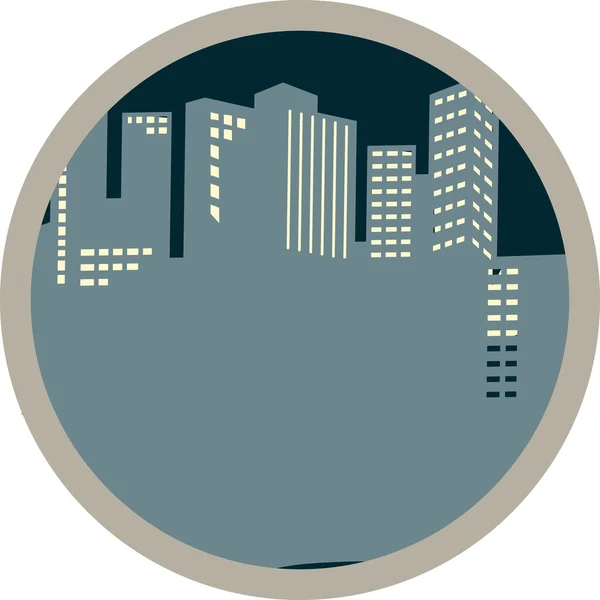 Paisaje urbano en círculo — Vector de stock