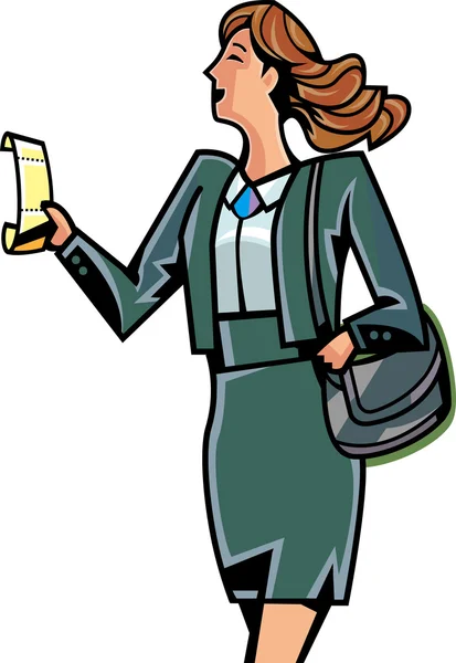 Business woman with paper — Stock Vector