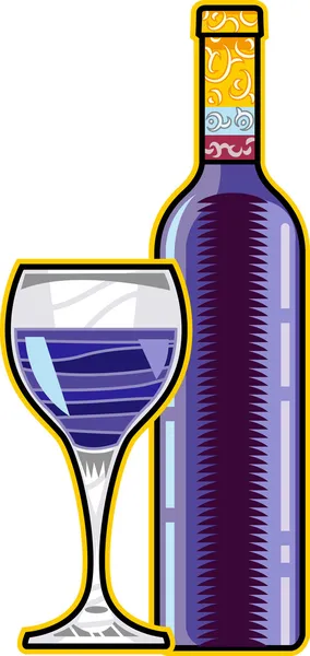Бутылка вина и бокал вина — стоковый вектор