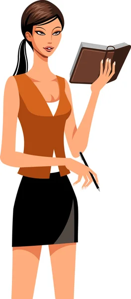 Businesswoman with agenda — Stock Vector