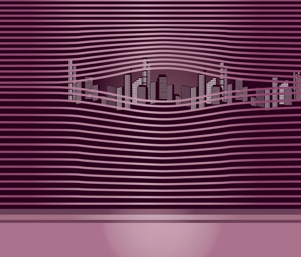 Ciudad paisaje a través de ventana — Vector de stock