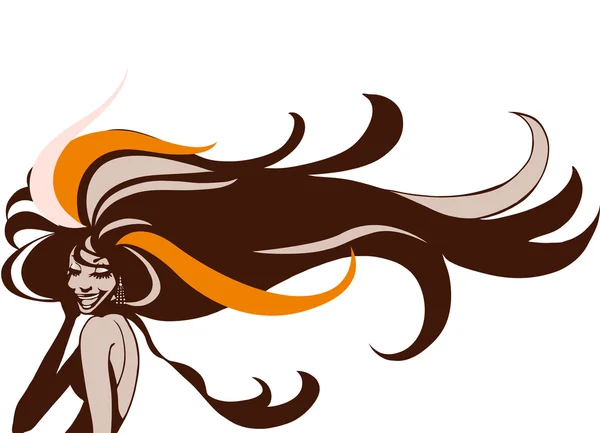Mujer con el pelo largo — Vector de stock
