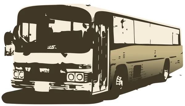 La vista del autobús está aparcada en el suelo — Vector de stock