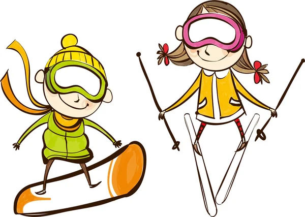 儿童观的滑雪 — 图库矢量图片