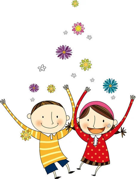 Two happy kids — Stock Vector