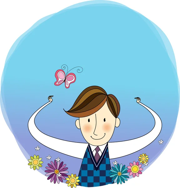 The view of man with flower — Stock Vector