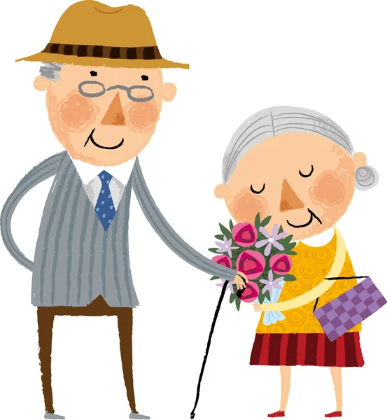 Man gives a woman flowers — Stock Vector