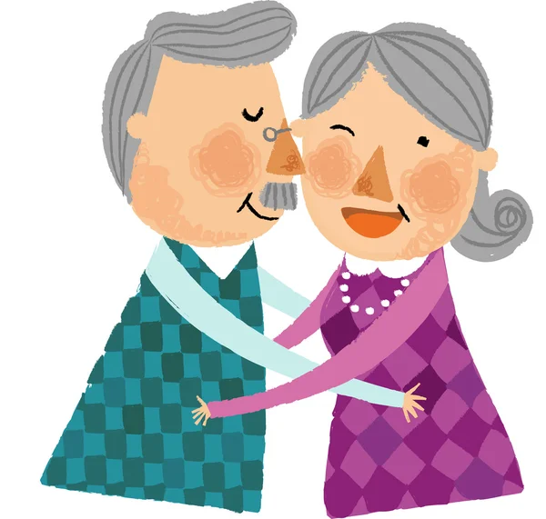 Yaşlı bir çift aşık — Stok Vektör