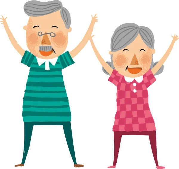 La pareja de ancianos está haciendo ejercicio — Vector de stock