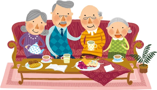 Rencontre avec les personnes âgées — Image vectorielle
