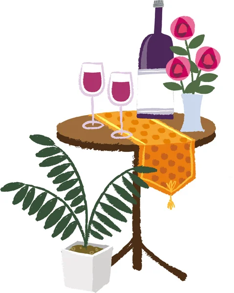 Vin på bordet — Stock vektor