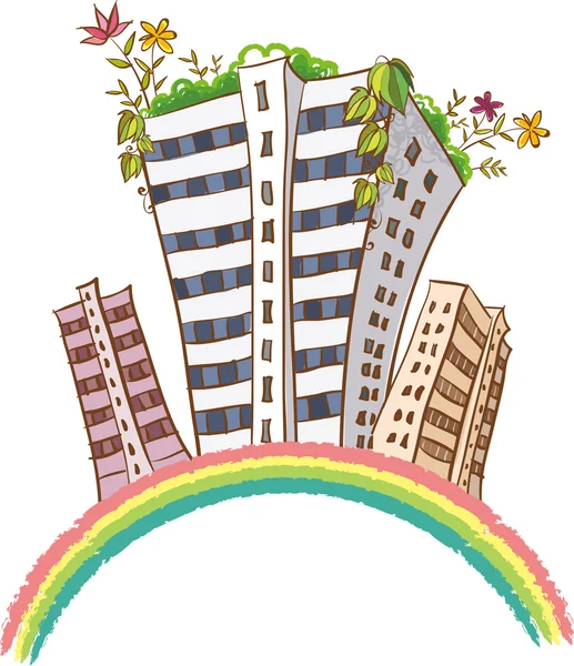 Edifícios em arco-íris — Vetor de Stock