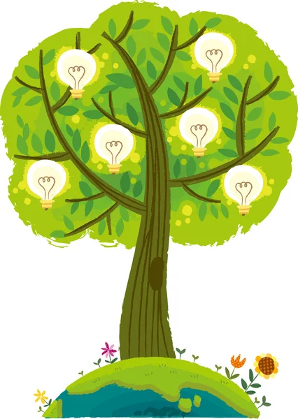 Bulbs on the tree — Stock Vector