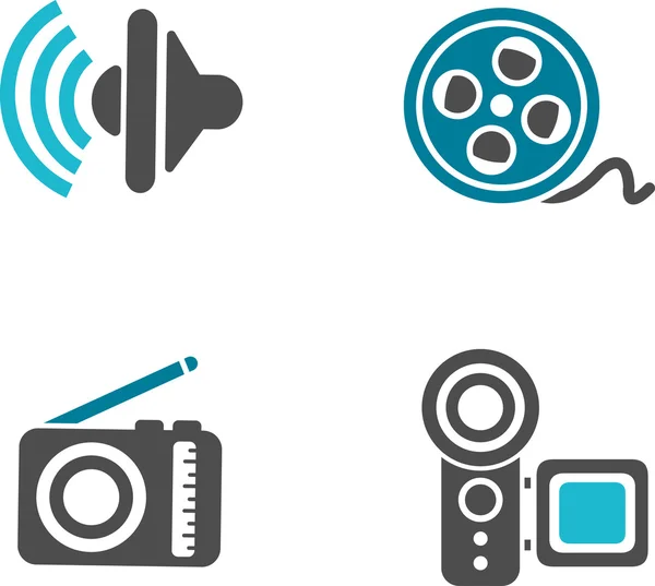 Set van video en audio pictogrammen — Stockvector