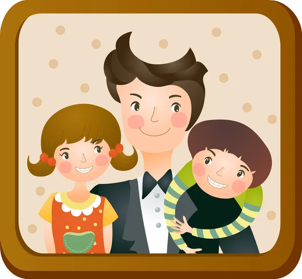 Family photo in frame — Stock Vector
