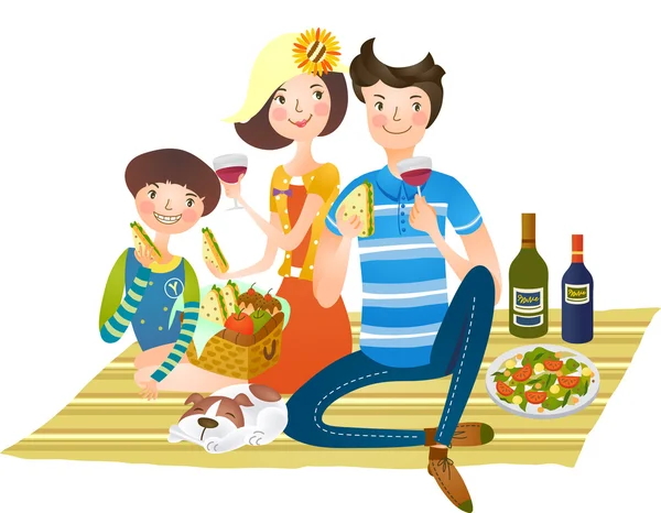 Famiglia a un picnic — Vettoriale Stock