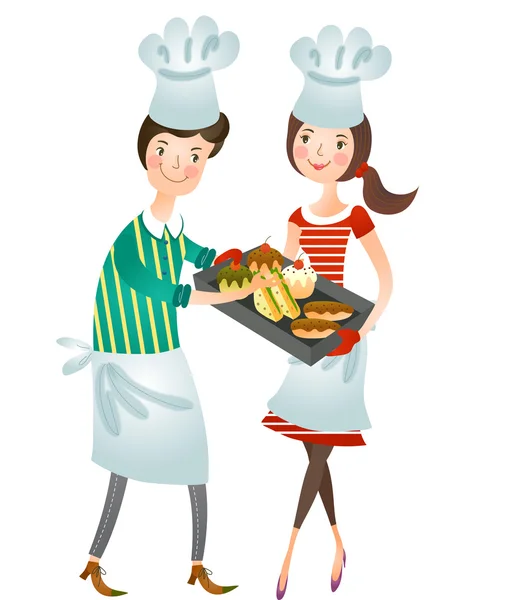 Couple with food — Stock Vector