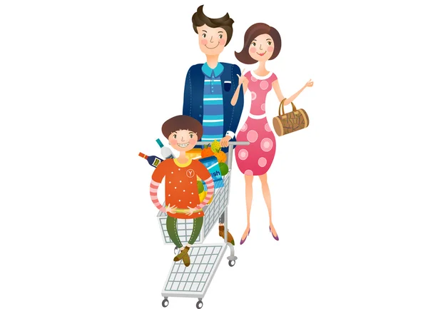 Family in market — Stock Vector