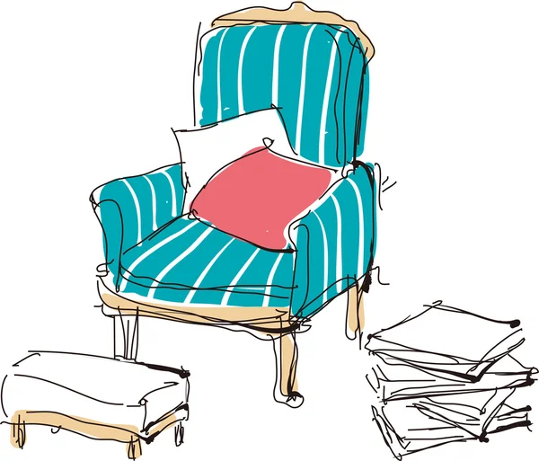 Kissen auf altem Stuhl — Stockvektor