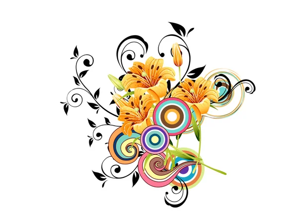 Fleurs vagues fond — Image vectorielle