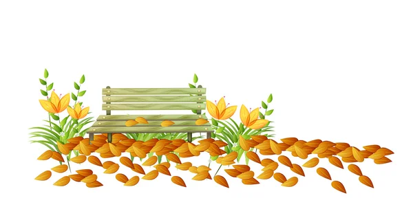 秋天公园的长椅 — 图库矢量图片