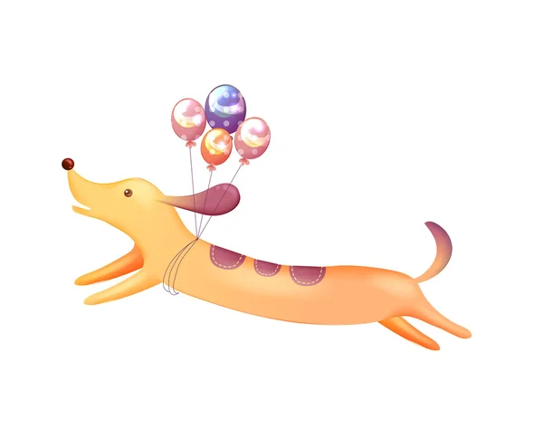 Hond met ballonnen — Stockvector
