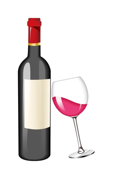 Wine bottle and glass — Stock Vector