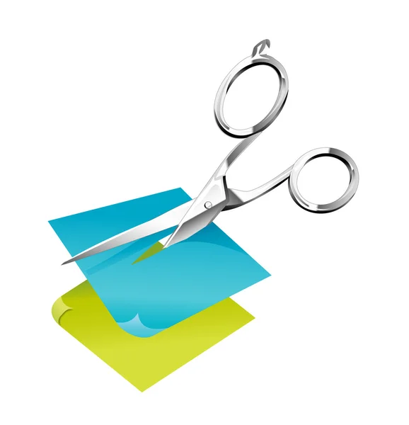 Scissors with papers — Stock Vector