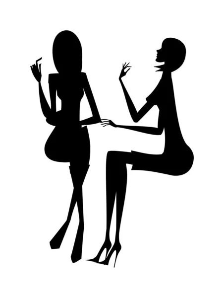 Silhouette de deux filles — Image vectorielle