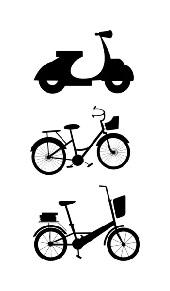 Moped and bicycles — Stock Vector