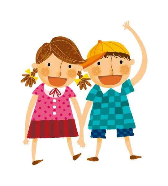 Boy and girl holding hands — Stock Vector