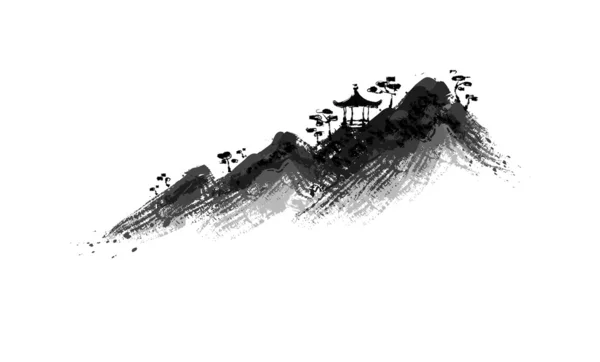 Bâtiment dans les montagnes — Image vectorielle