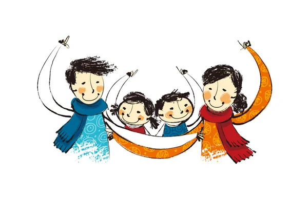 Korean family — Stock Vector