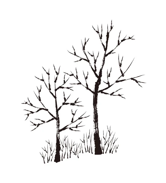 Arbres noirs et blancs — Image vectorielle