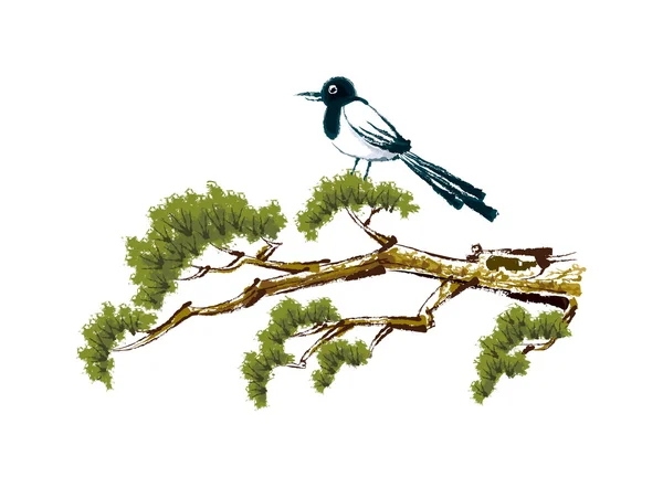 Bird on a tree branch — Stock Vector