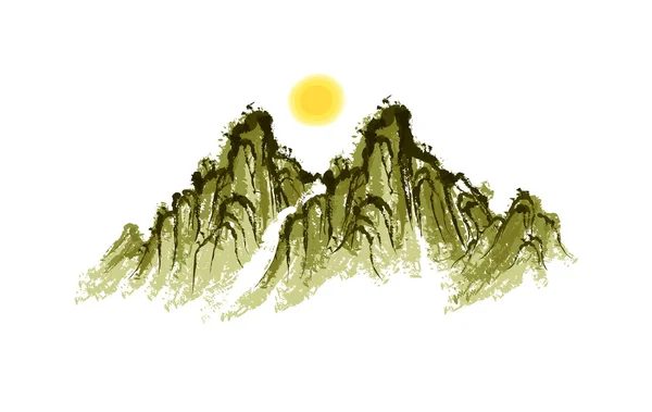 Sol en las montañas — Vector de stock