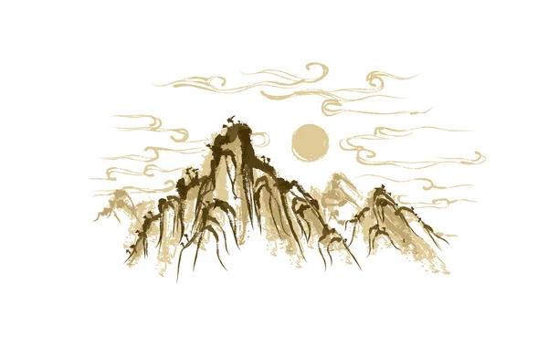 Ο ήλιος στα βουνά — Διανυσματικό Αρχείο