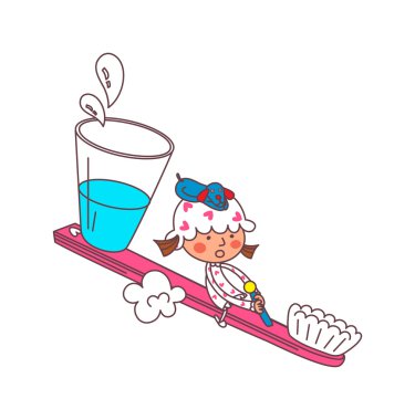 Kız bir diş fırçası