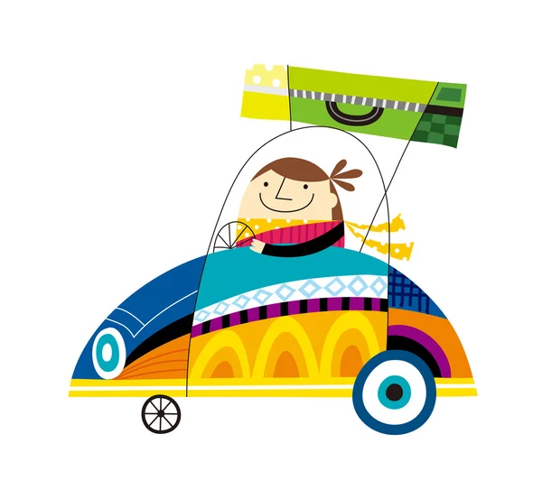 Girl rides in car — Stock Vector