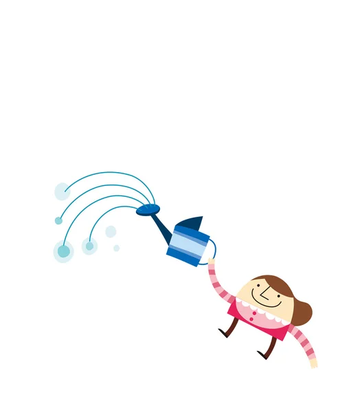 Girl pours from a watering can — Stock Vector