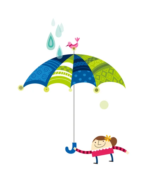 傘を差した女の子 — ストックベクタ