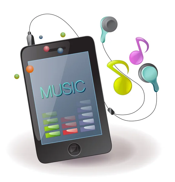 Music on mobile phone — Stock Vector
