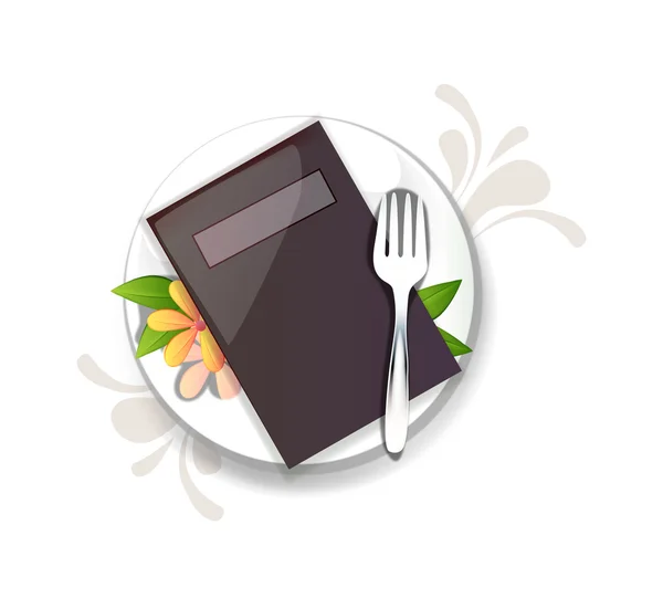 Notebook on plate — Stock Vector