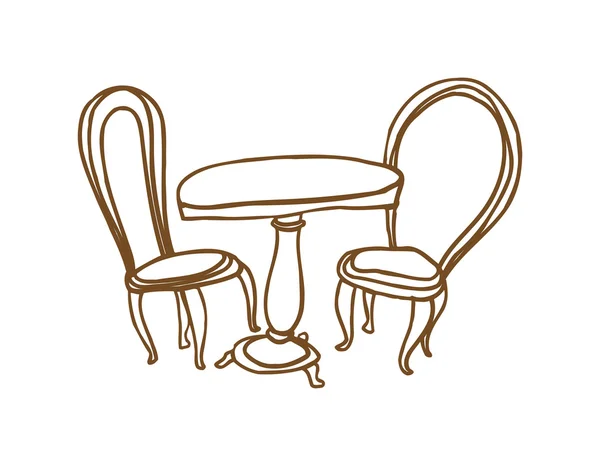 Oude stoelen en tafel — Stockvector