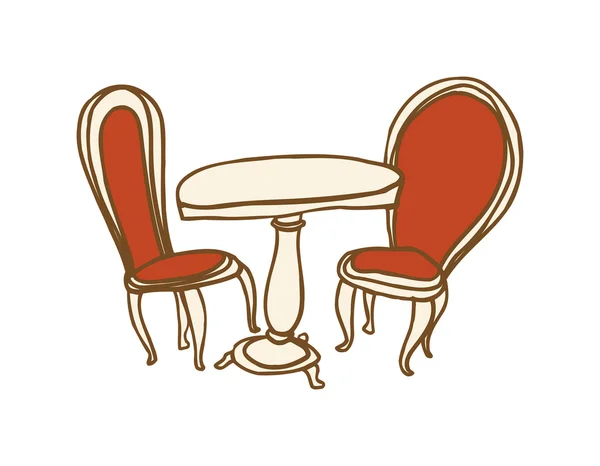 Cadeiras velhas e mesa — Vetor de Stock