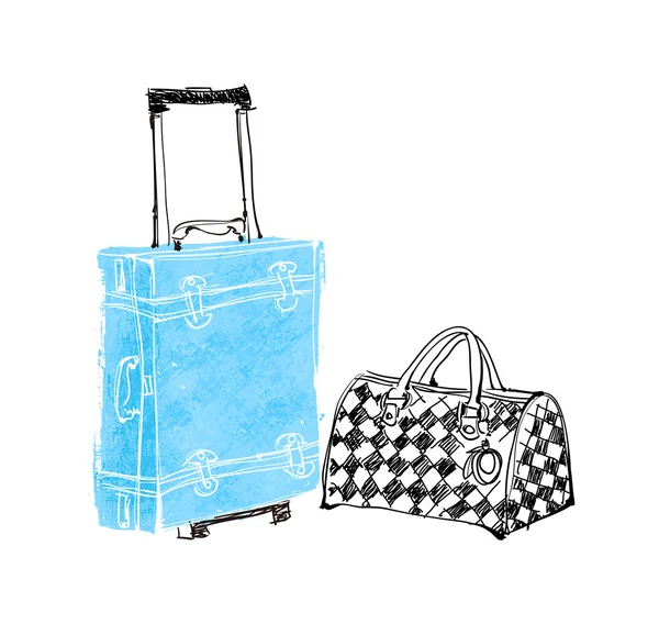 Damenhandtasche und Reisetasche — Stockvektor