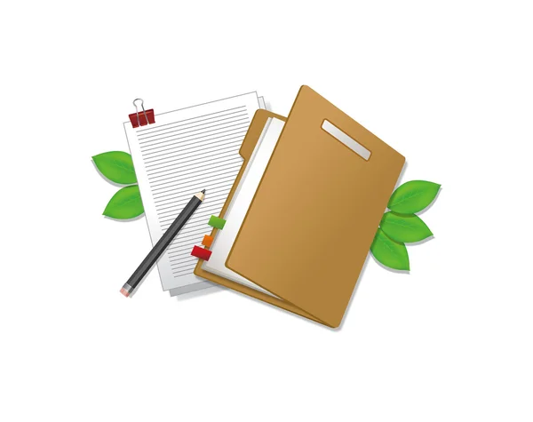 Cuaderno y lápiz — Vector de stock