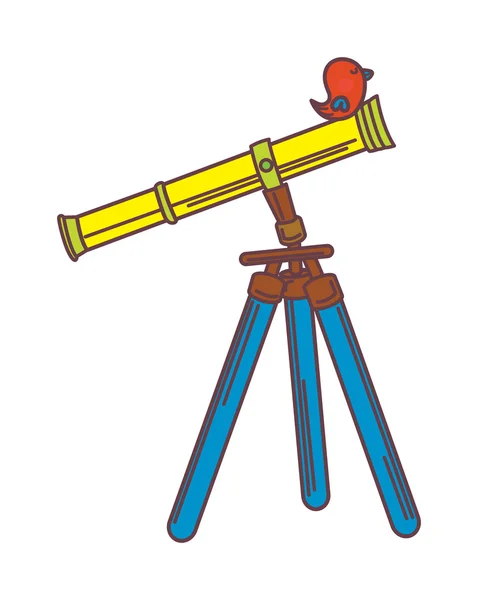 Bird on telescope — Stock Vector