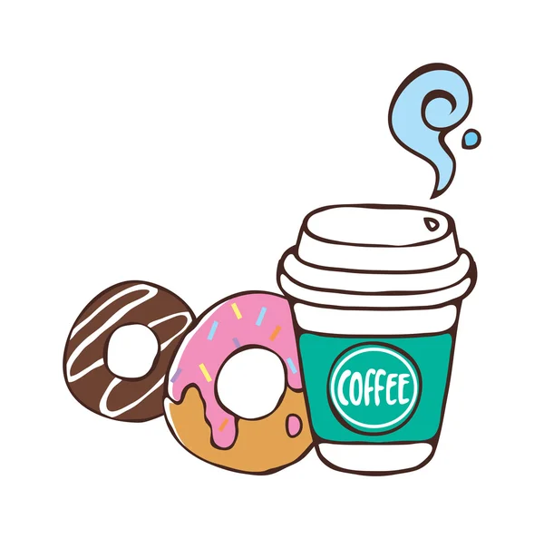 咖啡和甜甜圈 — 图库矢量图片